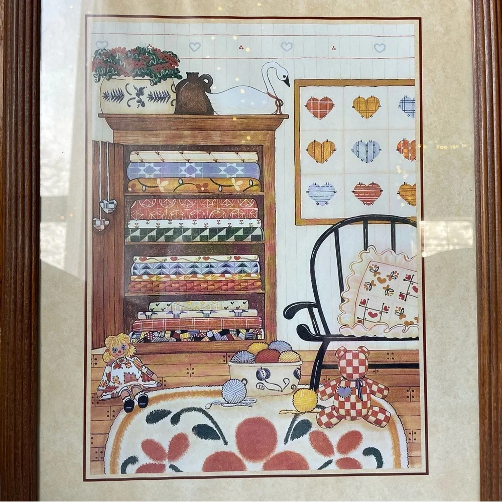 Quilting Craft Room Cottagecore Folk Print Patchwork Homemade Framed Print 12x15